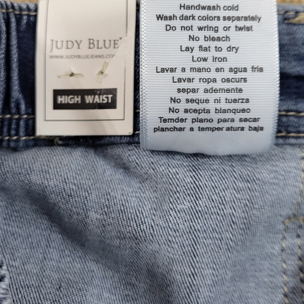 JUDY BLUE High Waist Drawstring Denim Jeans Joggers Medium Blue Size 13/31 - Picture 7 of 7
